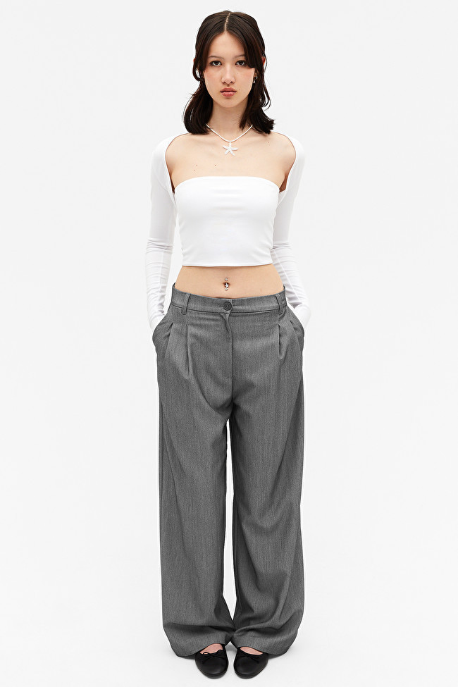 High waist wide leg trousers grey | Monki