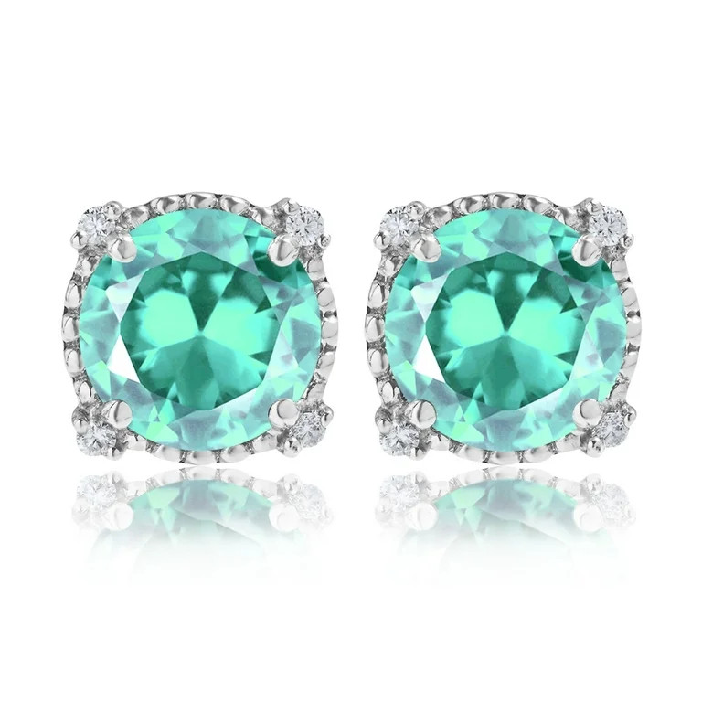 JeenMata 3.5 Carat Round Cut December Birthstone Stud Earrings - Halo Milgrain Earrings in 18K Wh... | Walmart (US)