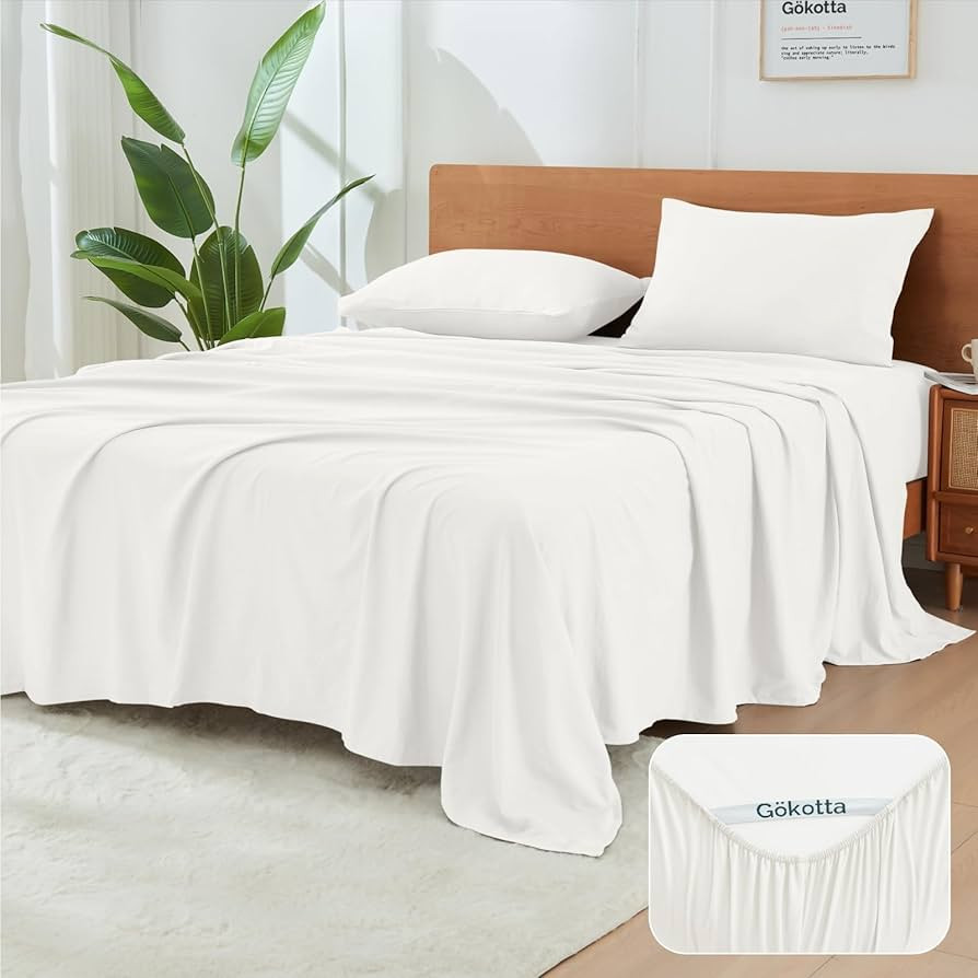 GOKOTTA 4-Pcs King Size Sheets Set, 16-Inch Deep Pocket King Sheets with Elastic Corner Straps, H... | Amazon (US)