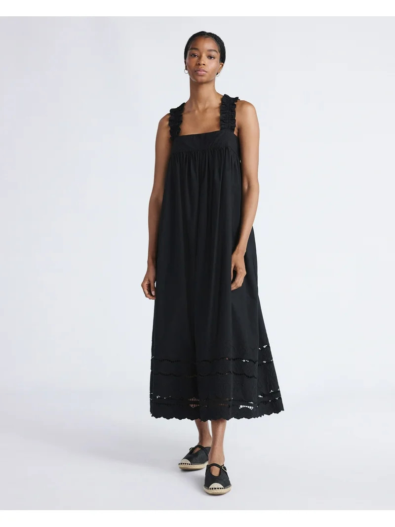 Free Assembly Women's and Women's Plus Sleeveless Cotton Eyelet Maxi Dress, Sizes XS-4X | Walmart (US)