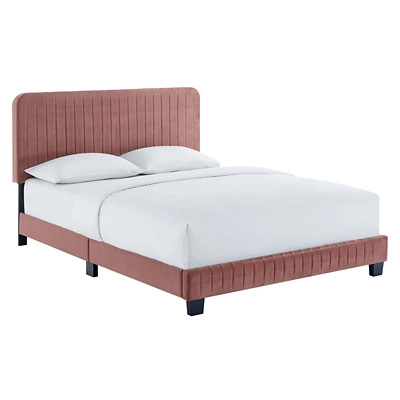 Celine Channel Tufted Velvet Queen Platform Bed | Ashley Homestore