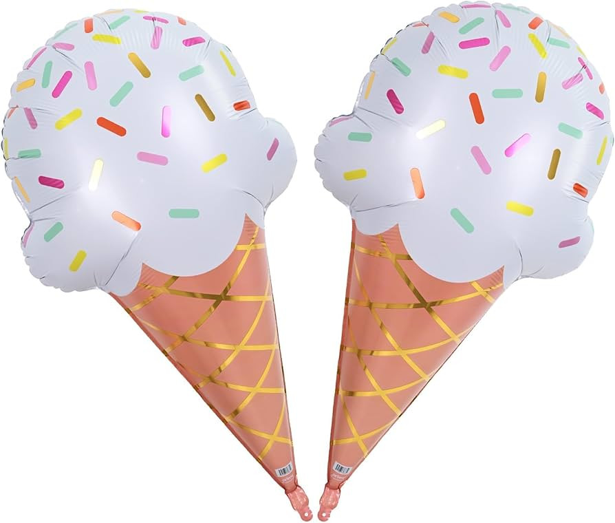 32 Inch Large Ice Cream Balloons Cone Kit, Giant Sweet Ice Cream Sprinkle Foil Balloons, Popsicle... | Amazon (US)