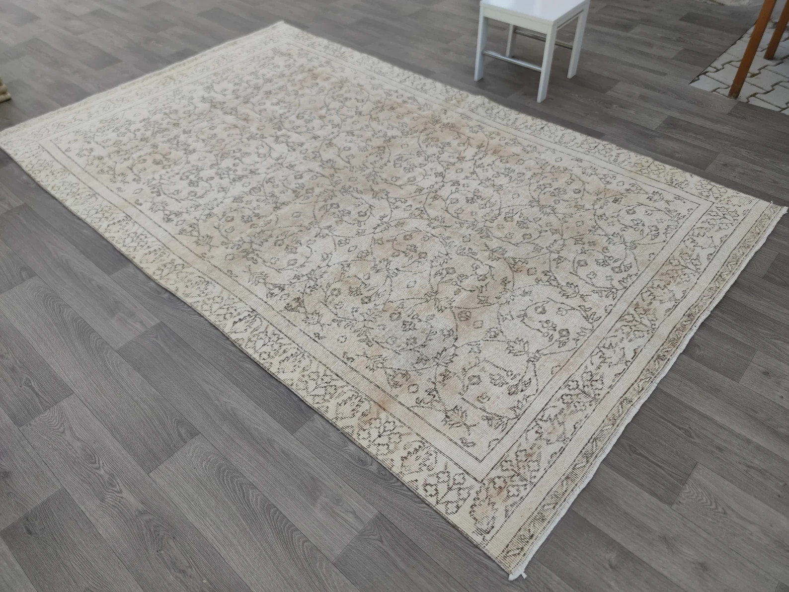 Turkish Rug, 6x10 Neutral Vintage Rug, Oushak Area Rug, Faded Rug, Beige Pale Brown Gray Rug, Ori... | Etsy (US)