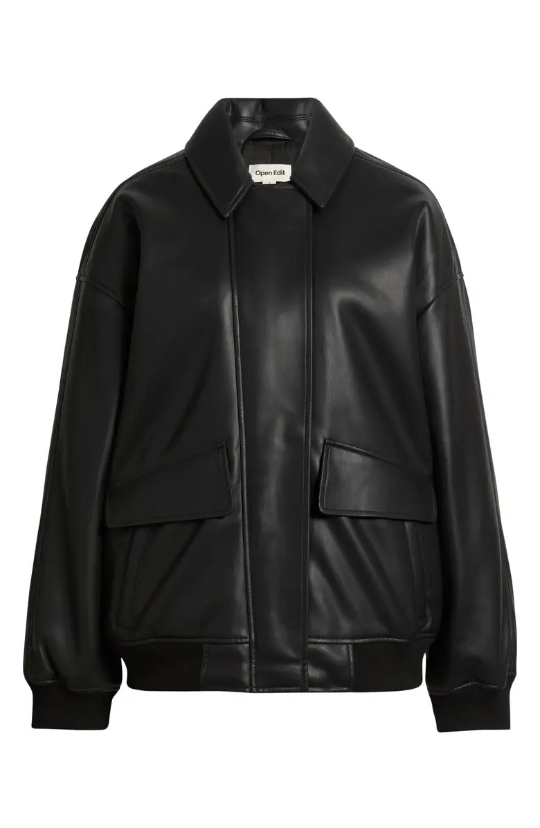 Open Edit Oversize Faux Leather Jacket | Nordstrom | Nordstrom