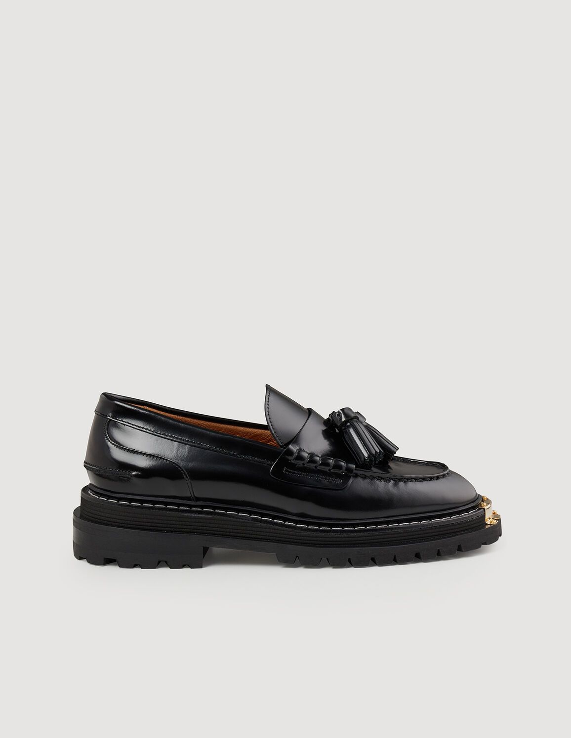 Thick-soled leather loafers | Sandro-Paris US