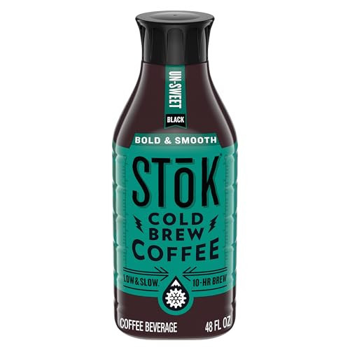 SToK Cold Brew Coffee, Arabica-Based Blend, Medium Roast Brewed Low and Slow, Unsweetened, Black Coffee, 48 FL OZ Bottle | Amazon (US)
