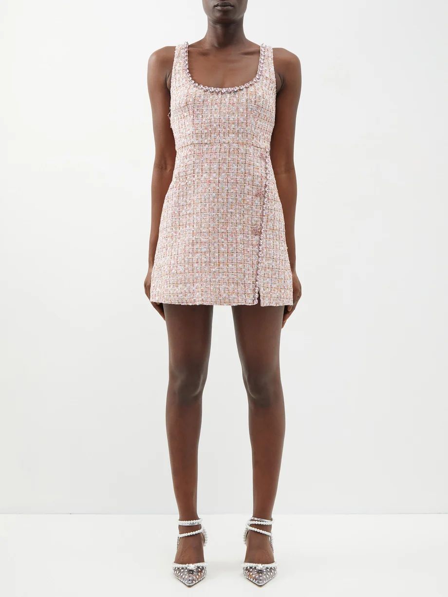 Crystal-embellished bouclé-tweed mini dress | Self-Portrait | Matches (US)