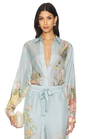 Zimmermann Waverly Relaxed Shirt in Blue Floral from Revolve.com | Revolve Clothing (Global)