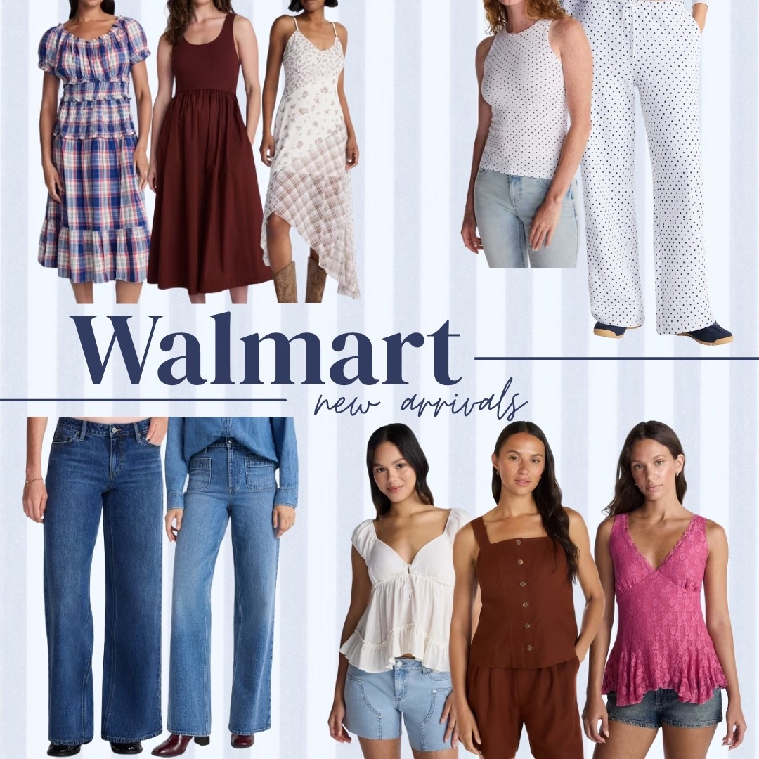 Walmart’s new arrivals are giving such good fall energy — a plaid tiered dress, a burgundy tank midi, an asymmetrical floral plaid dress, polka dot pajama sets, wide-leg denim in two washes, and these peplum tops in white, brown, and pink

linking everything below

#LTKootd #LTKSeasonal #LTKActive