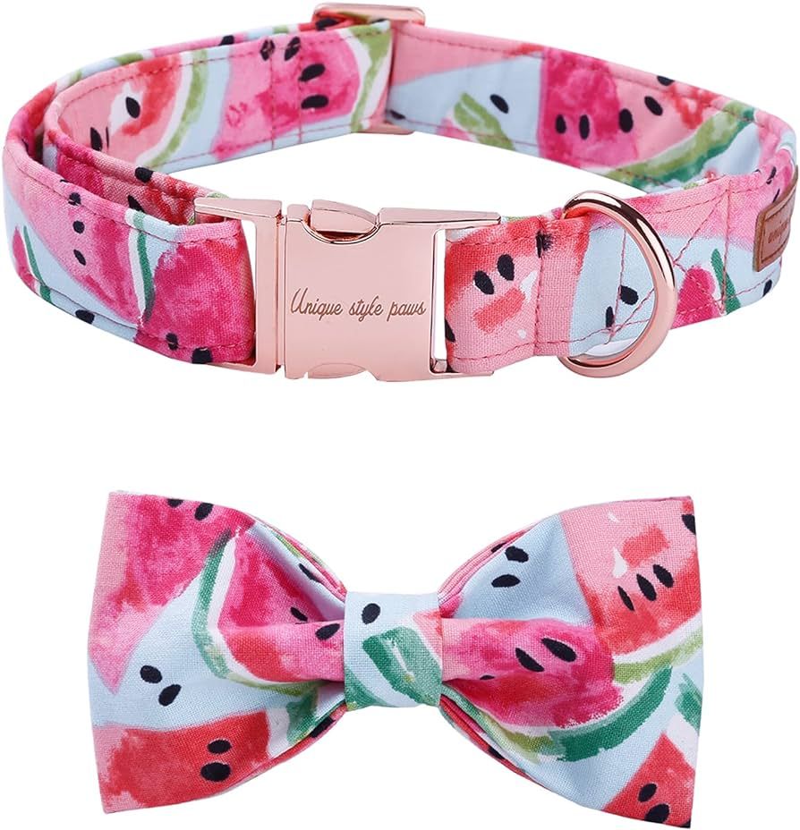 Unique style paws Bowtie Dog Collar Cotton Watermelon Collar Adjustable Summer Collar for Small M... | Amazon (US)