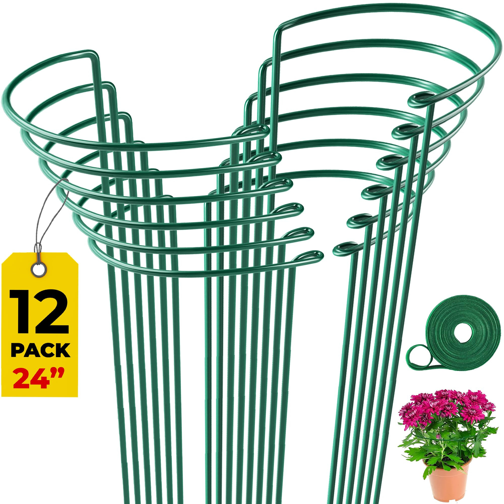 12 Pack Tall Snake Plant Support Stakes – 10" W x 24" H Half Round Peony Cages and Supports for... | Amazon (US)