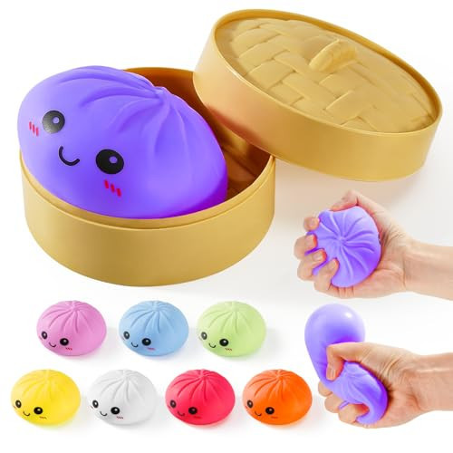 Dumpling Squishy Toys, Giant Dumpling Squishy Mystery Box, Colorful Squishies Dumplings Stress Balls Toy, Stocking Stuffers with Food Steamer Stretchy Desk Toy (Purple) | Amazon (US)