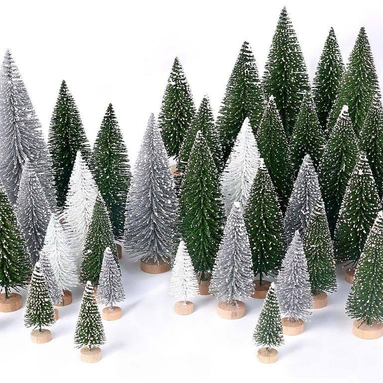 Ayieyill 30PCS Artificial Mini Christmas Trees, Mini Pine Tree Sisal Trees with Wood Base Bottle ... | Walmart (US)