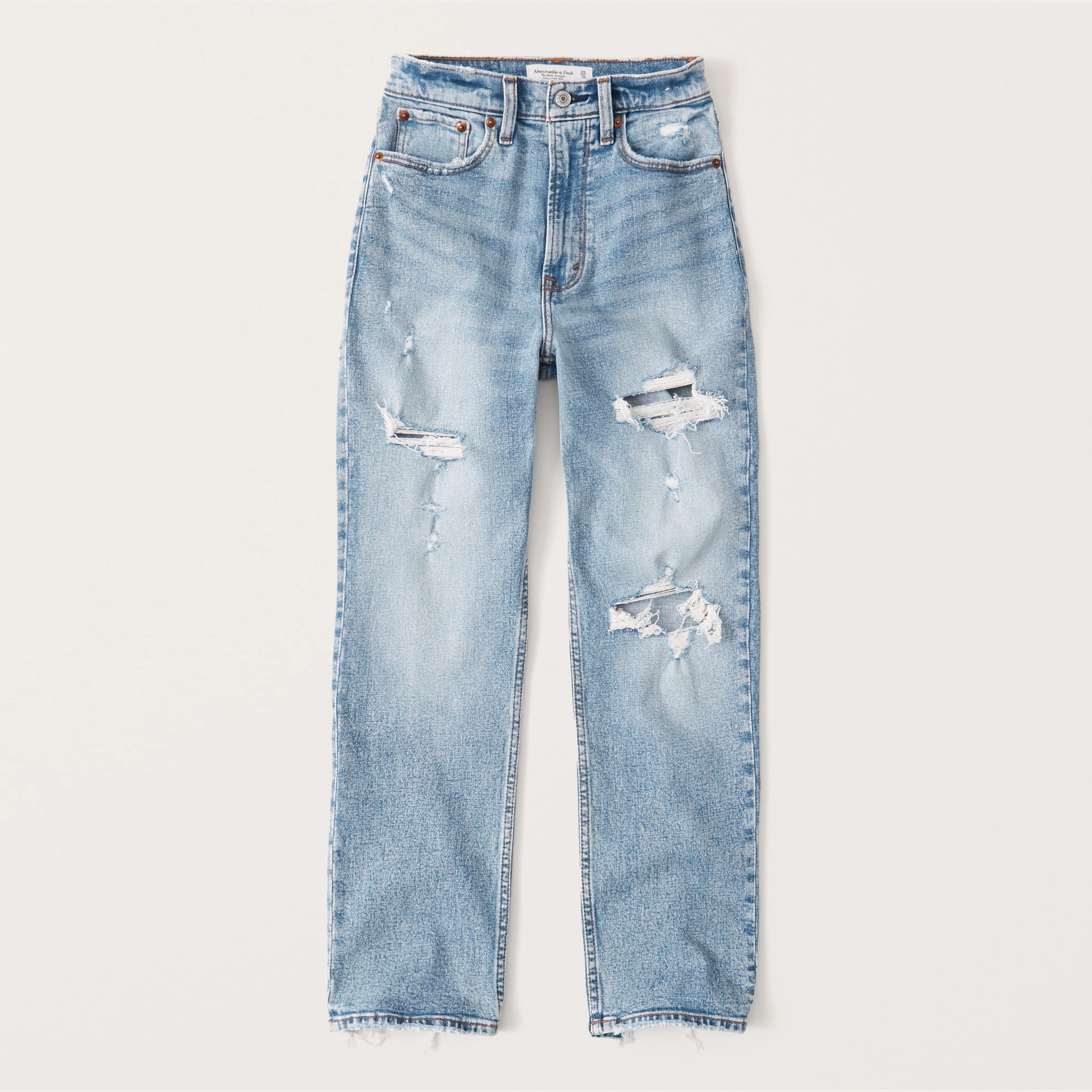 Curve Love Ultra High Rise Ankle Straight Jeans | Abercrombie & Fitch (US)