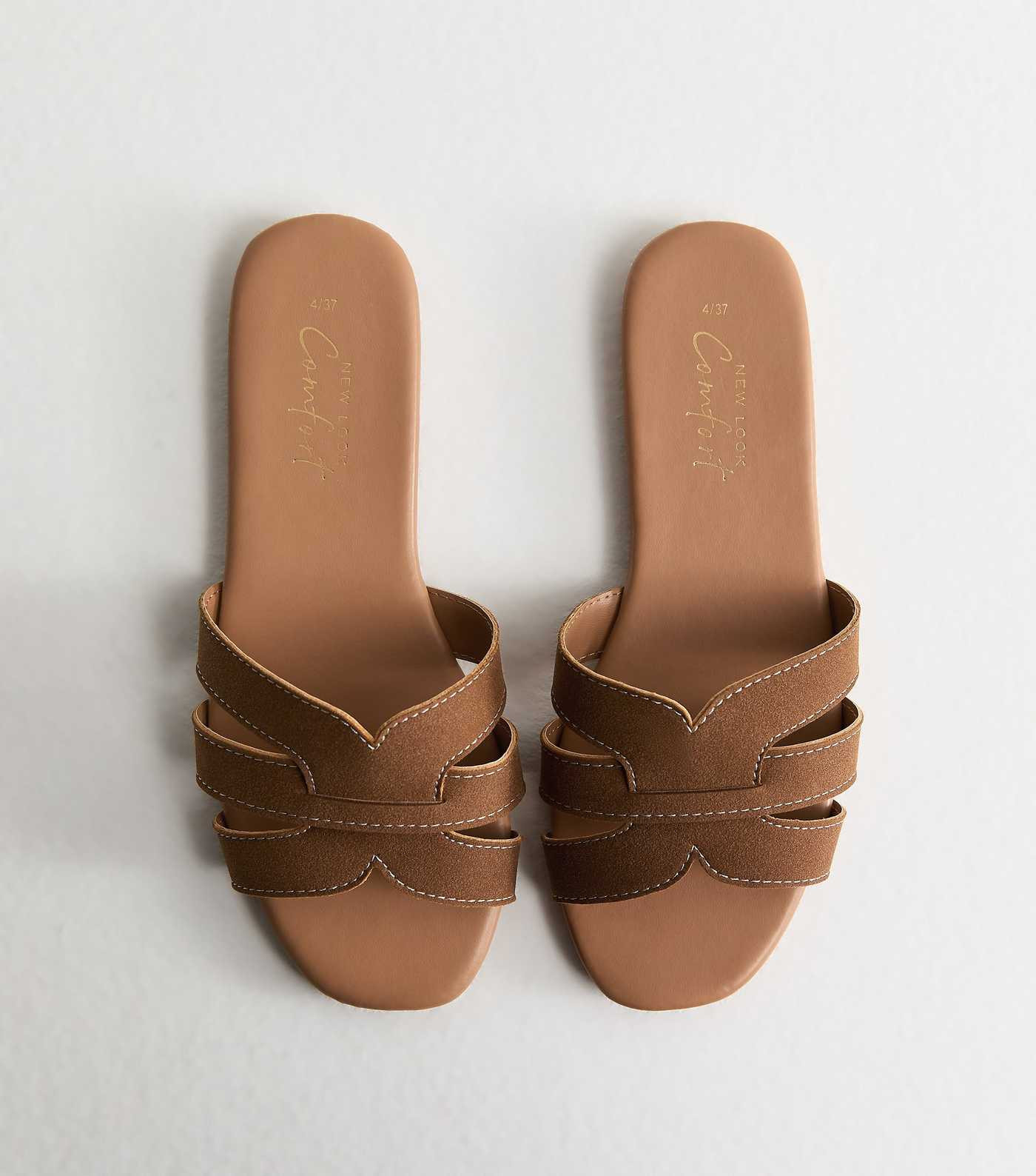 Tan Faux Suede Interwoven Strap Flat Mule Sandals | New Look | New Look (UK)
