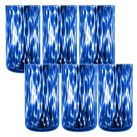 Thyme & Table 20 fl oz Blue Tortoise Drinking Glasses, Set of 6 | Walmart (US)