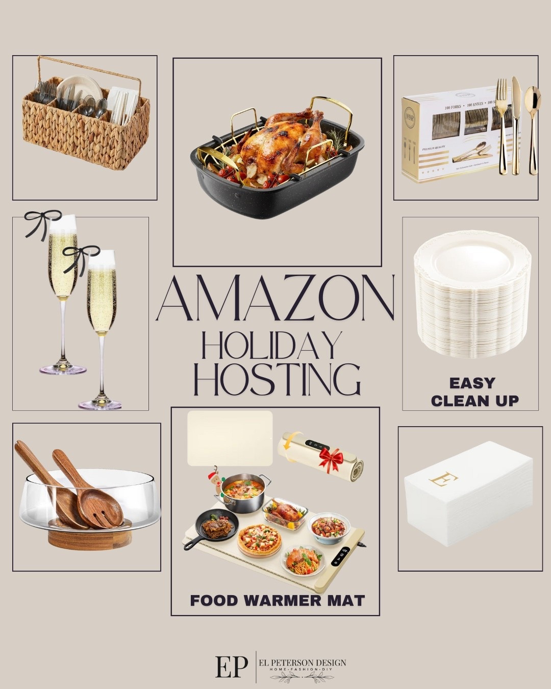 Amazon Holiday Hosting
Roast pan
Paper plates
Warming mat
Salad bowl
Plastic silverware
Caddy 

#LTKFindsUnder100 #LTKFindsUnder50