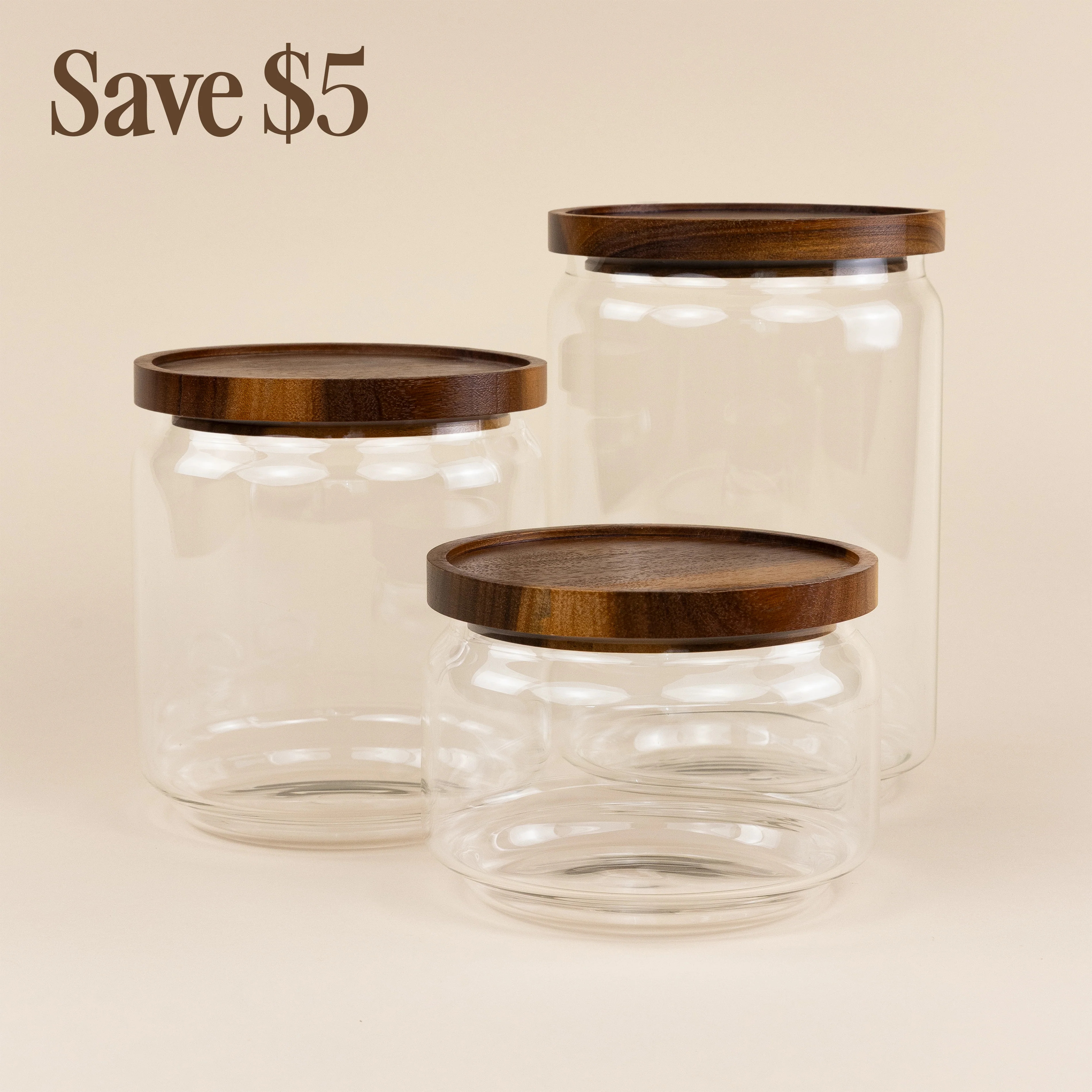The Breakfast Pantry Key Three Jumbo Canister Set With Acacia Wood Lids | The Breakfast Pantry