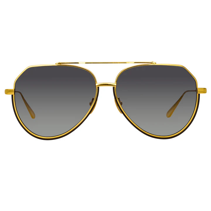 Bayer Aviator Sunglasses in Yellow Gold | Linda Farrow