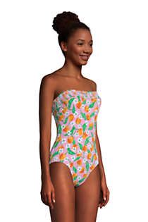 Draper James x Lands' End Women's Chlorine Resistant Bandeau One Piece Swimsuit Removable Straps | Lands' End (US)