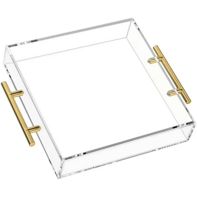 NIUBEE Clear Acrylic Square Serving Tray with Handles-12 x12 Inch-Clear Decorative Tray Letter Tr... | Walmart (US)