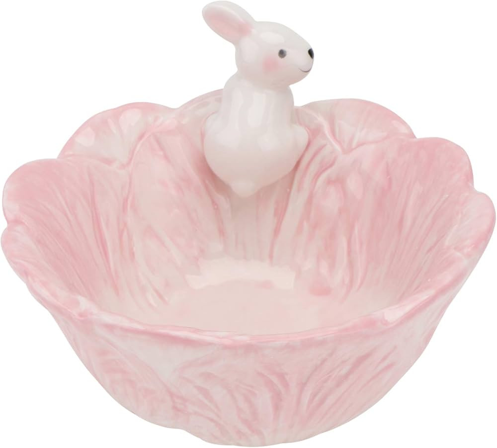 Angoily Easter Bunny Candy Bowl Ceramic Easter Rabbit Candy Dish Cabbage Shaped Fruit Salad Desse... | Amazon (US)