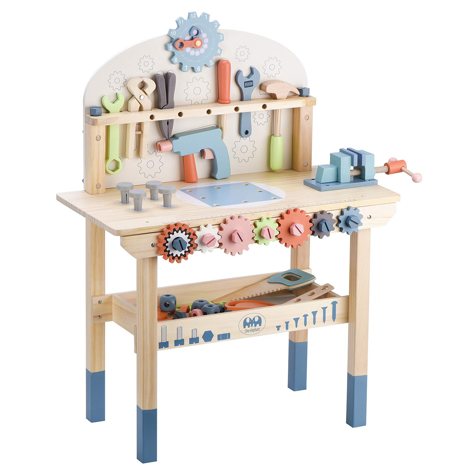 Toywoo Tool Bench for Kids Toy Play Workbench Wooden Tool Bench Workshop Workbench with Tools Set Wo | Amazon (US)