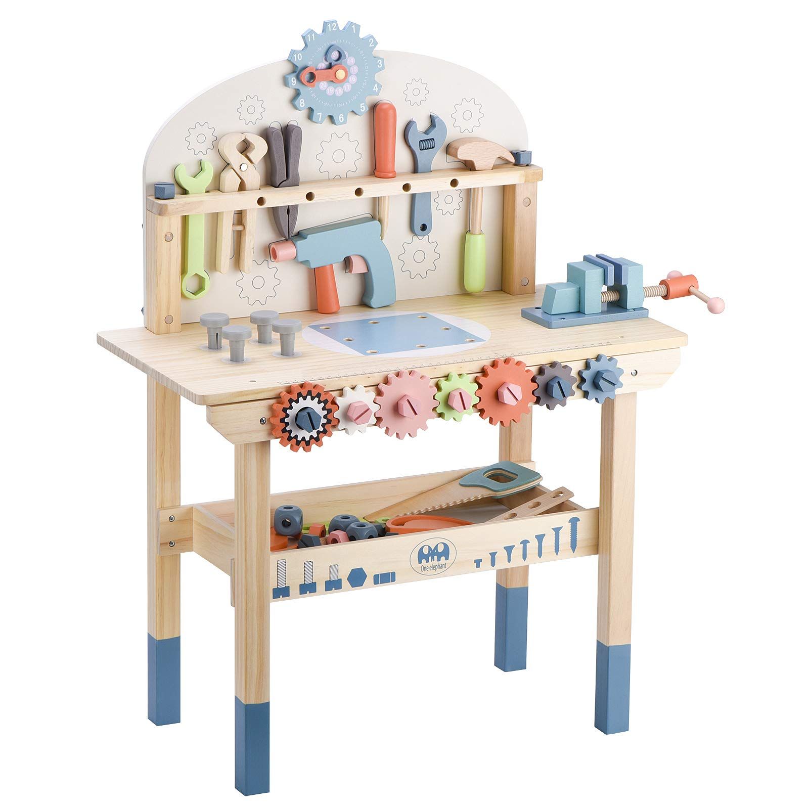 Tool Bench for Kids Toy Play Workbench Wooden Tool Bench Workshop Workbench with Tools Set Wooden Co | Amazon (US)
