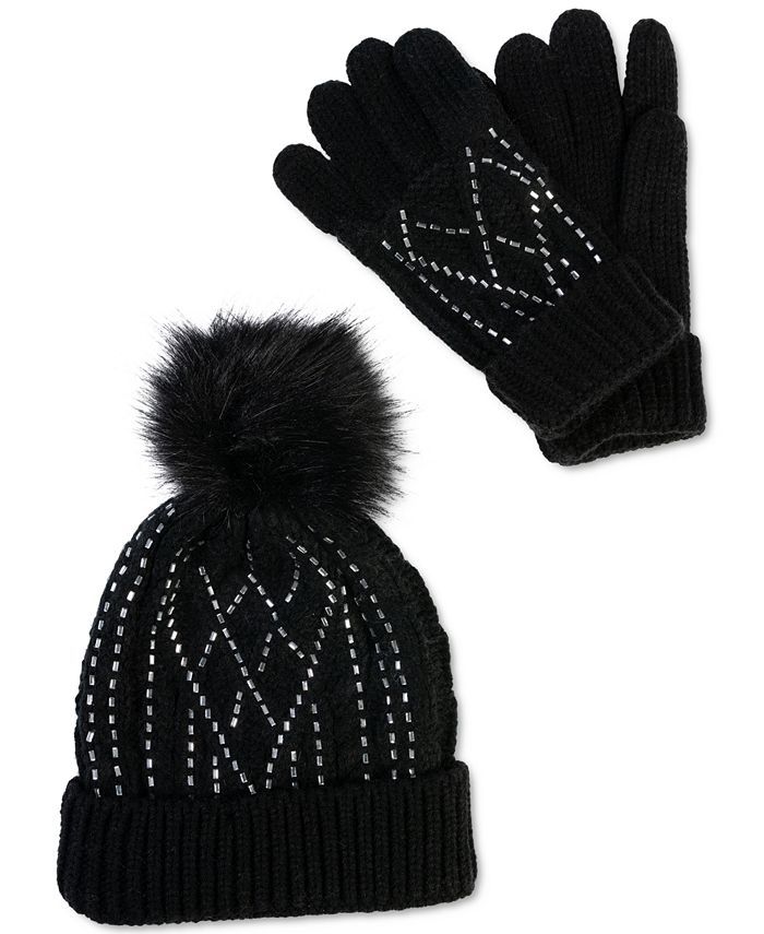 INC International Concepts Embellished Beanie & Gloves Boxed Set, Created for Macy's & Reviews - ... | Macys (US)