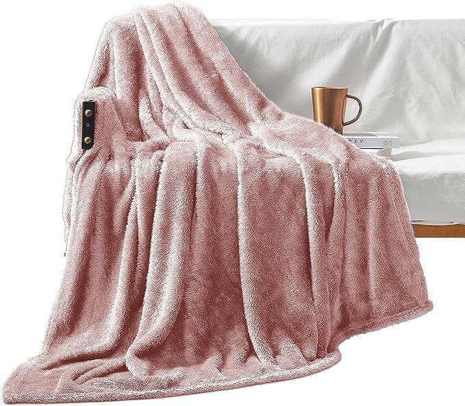 Exclusivo Mezcla Plush Fuzzy Large Fleece Throw Blanket ( 50" x 70", Dusty Pink)- Soft, Warm& Lig... | Amazon (US)