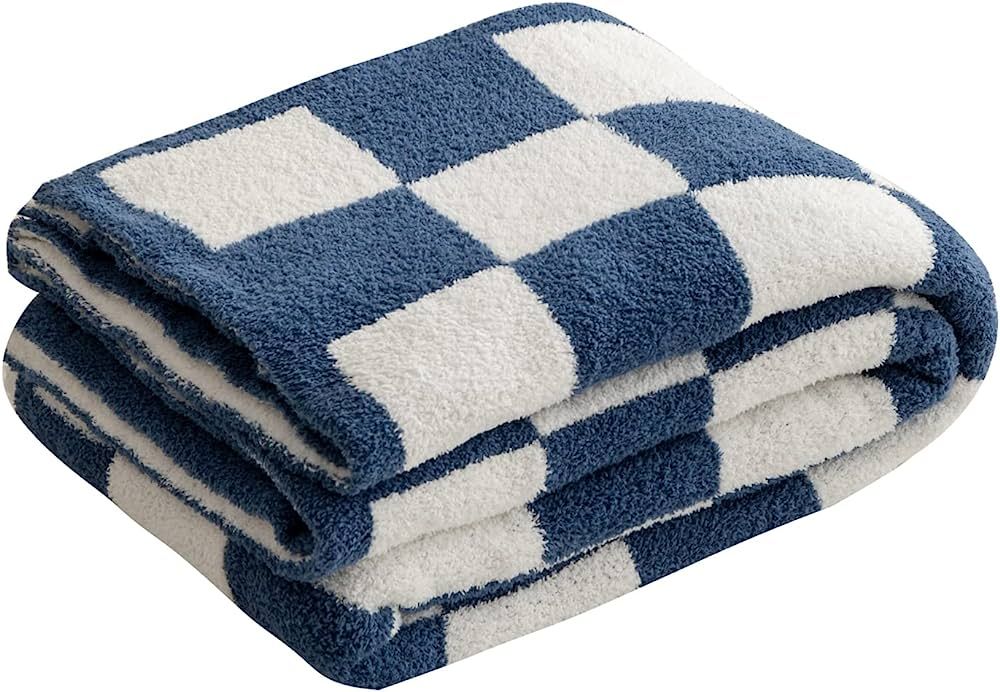 Throw Blanket with Checkerboard Plaid- Cozy Breathable All Seasons Soft Checkered Bluey Blanket G... | Amazon (US)