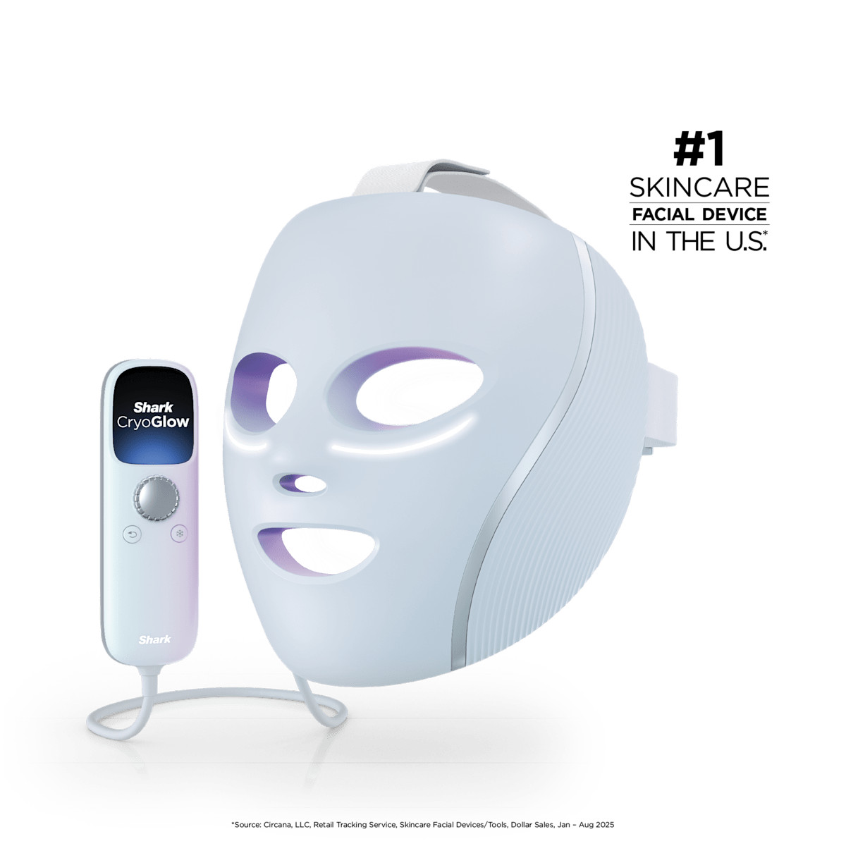 Shark CryoGlow Red Blue & Infrared iQLED Face Mask & Under Eye Cooling, Blue Frost | FW312 | SharkNinja | SharkNinja