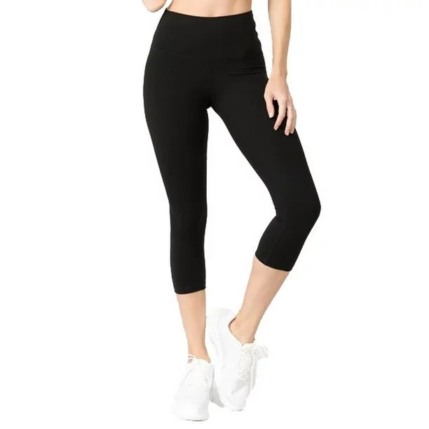 Women's Active Buttery Soft Yoga, Gym Workouts 4-way stretch Capri Leggings, Black Small | Walmart (US)