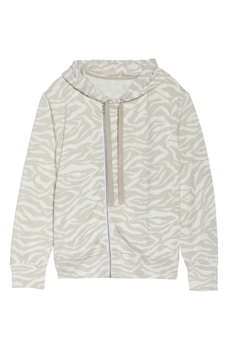 West Coast Zebra Print Asymmetrical Zip Hoodie | Nordstrom
