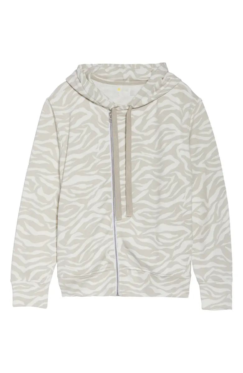 West Coast Zebra Print Asymmetrical Zip Hoodie | Nordstrom