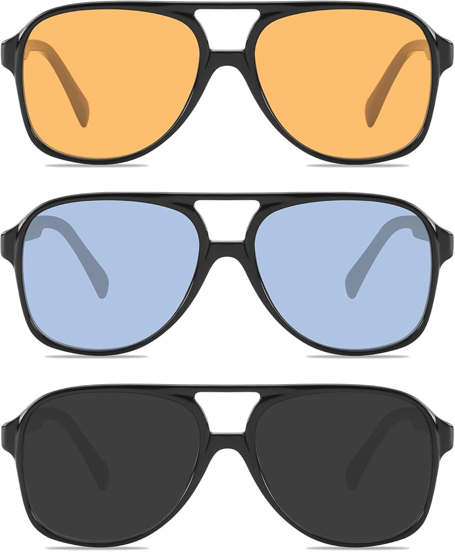YDAOWKN Classic Vintage Aviator Sunglasses for Women Men Large Frame Retro 70s Sunglasses | Amazon (US)