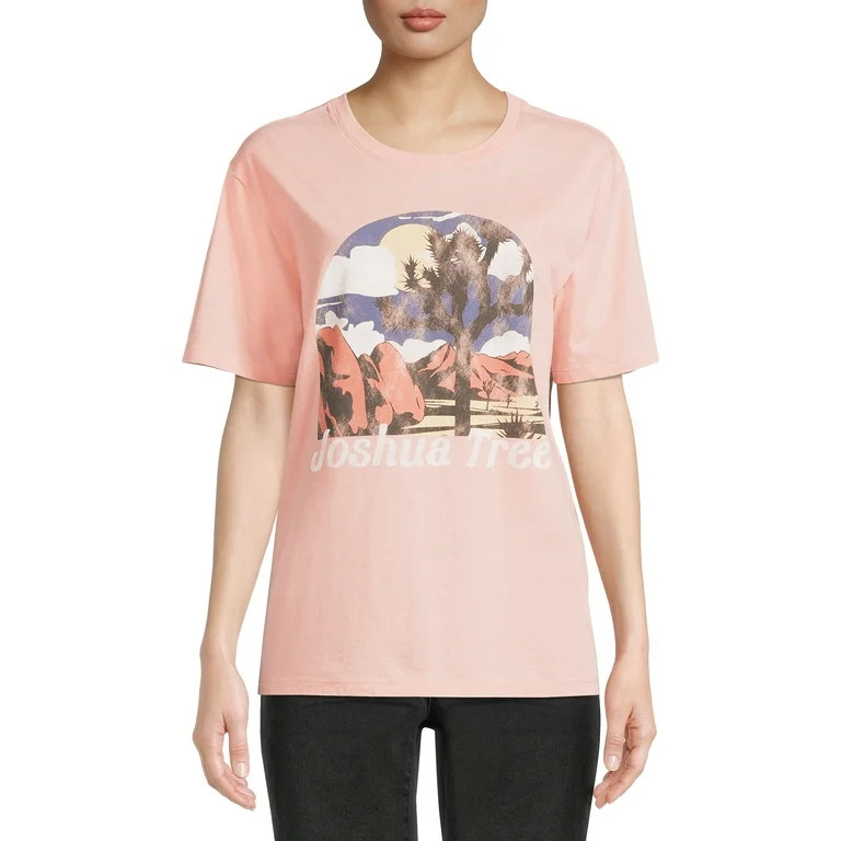 Time and Tru Women's Joshua Tree Frame Graphic Short Sleeve Tee | Walmart (US)