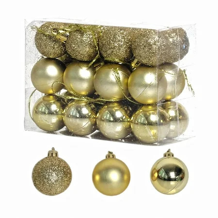 Gold Christmas Balls Christmas Day Ornaments，24 Pcs Shatterproof Christmas Ball Hanging Ball for Xma | Walmart (US)