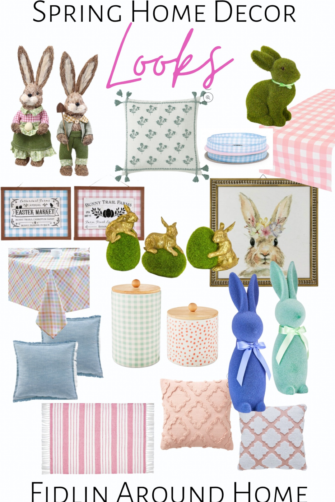 Spring and Easter home decor looks for less from Walmart! Spring pillows rugs bunnies wall art table cloth and table runner gingham decor pastel decor 

#LTKFind #LTKhome #LTKSeasonal