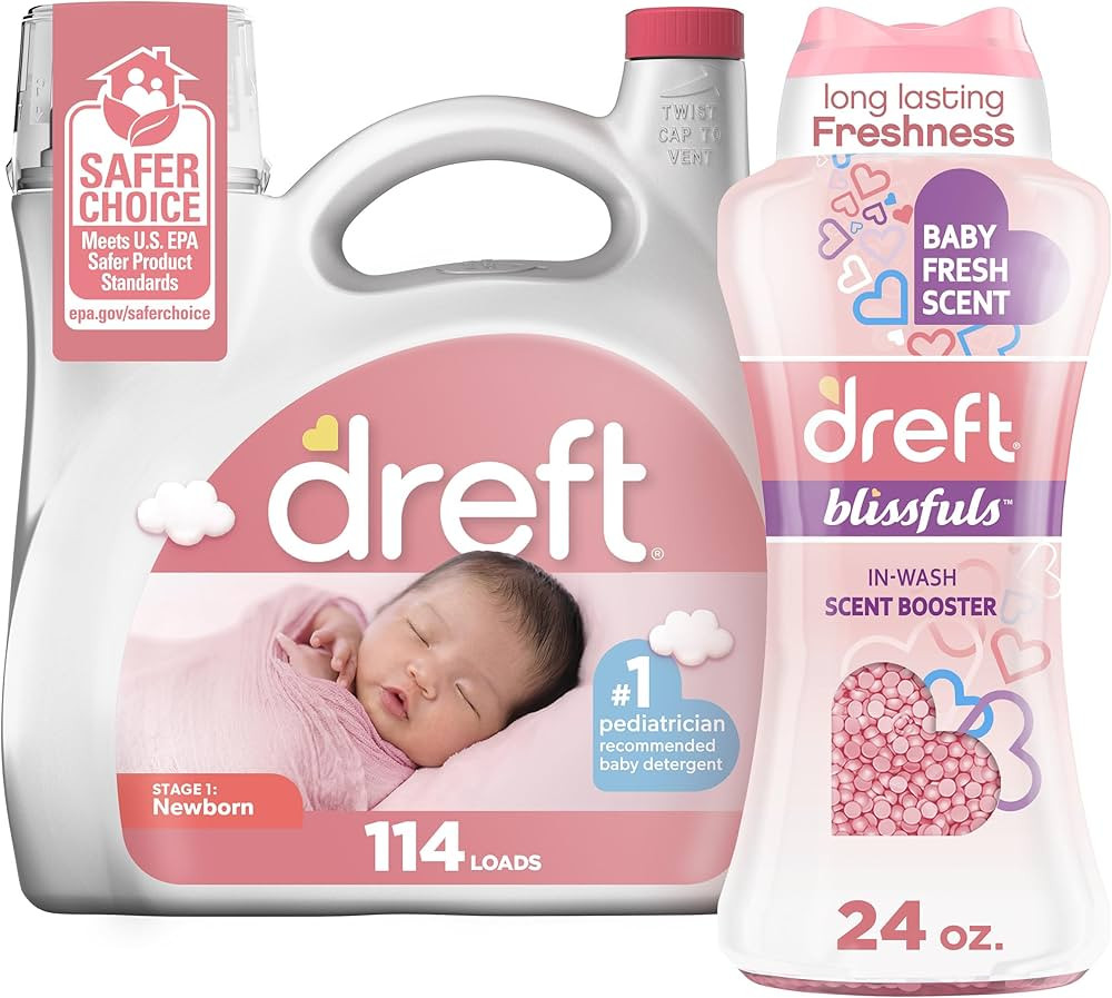 Bundle of Dreft Stage 1: Newborn Baby Liquid Laundry Detergent 114 loads 165 fl oz + Blissfuls In... | Amazon (US)