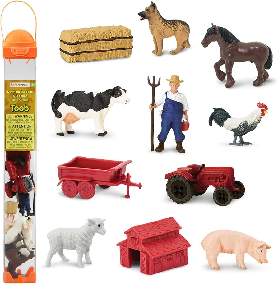 Safari Ltd. Country Farm TOOB - Figurines of Cow, Farmer, German Shepherd, Shire Horse, Rooster, ... | Amazon (US)
