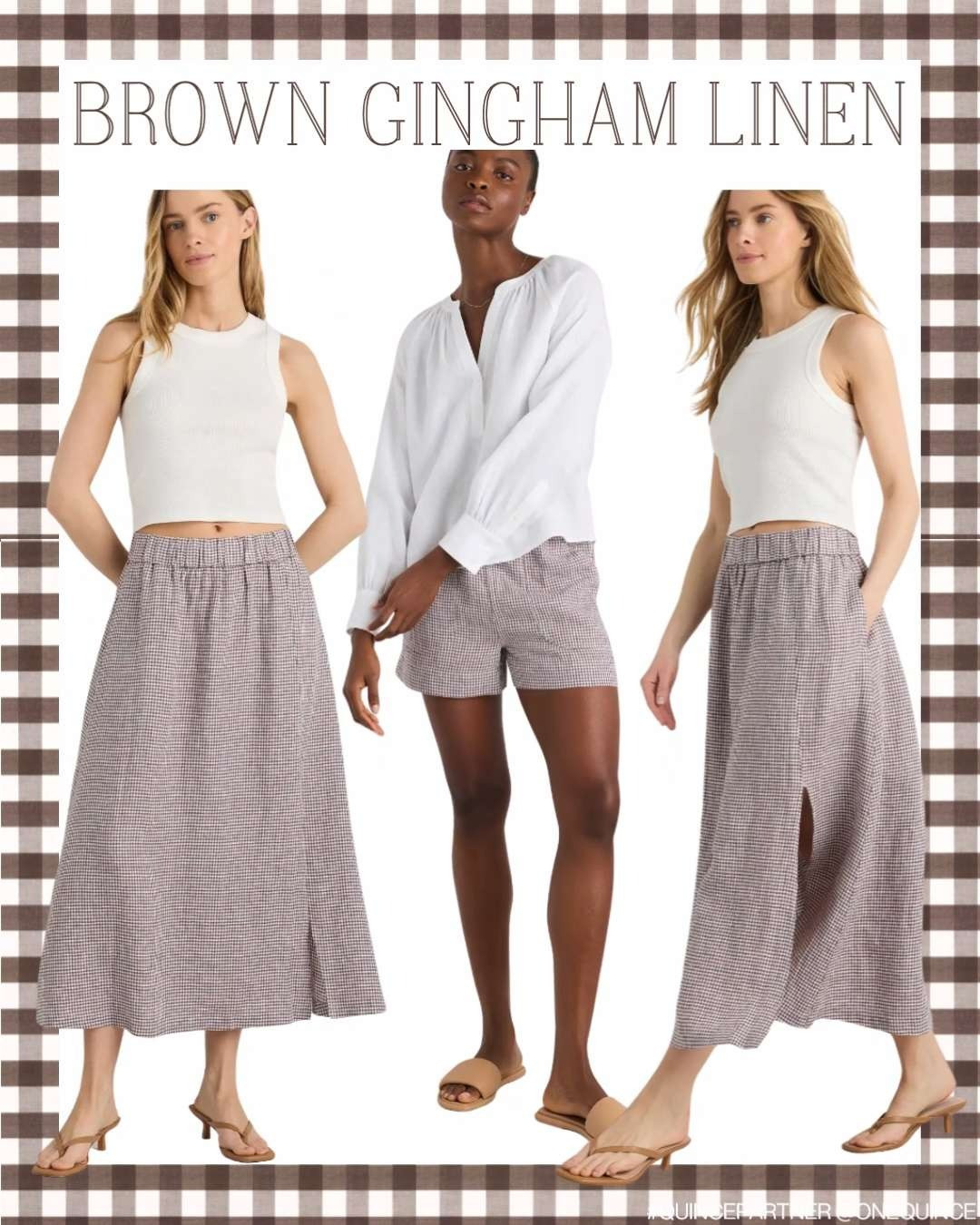 Brown gingham linen 🤎 Such a cute neutral for spring and summer. #quincepartner @quince  

 #LTKmomlife #LTKSeasonal #LTKSaleAlert