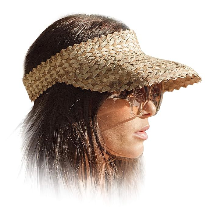 Stylish Sun Visor Hat for Women - Straw Summer Beach Sun Visor Hats with UV Protection, Large Wid... | Amazon (US)
