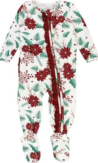 Merry & Bright Ruffle One-Piece Footed Pajamas | Nordstrom