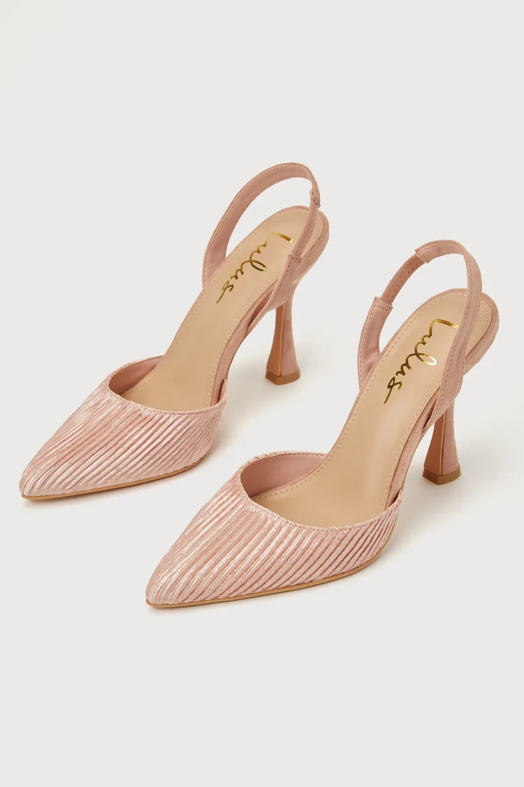 Rhoads Rose Gold Pleated Satin Pointed-Toe Slingback Pumps | Lulus (US)