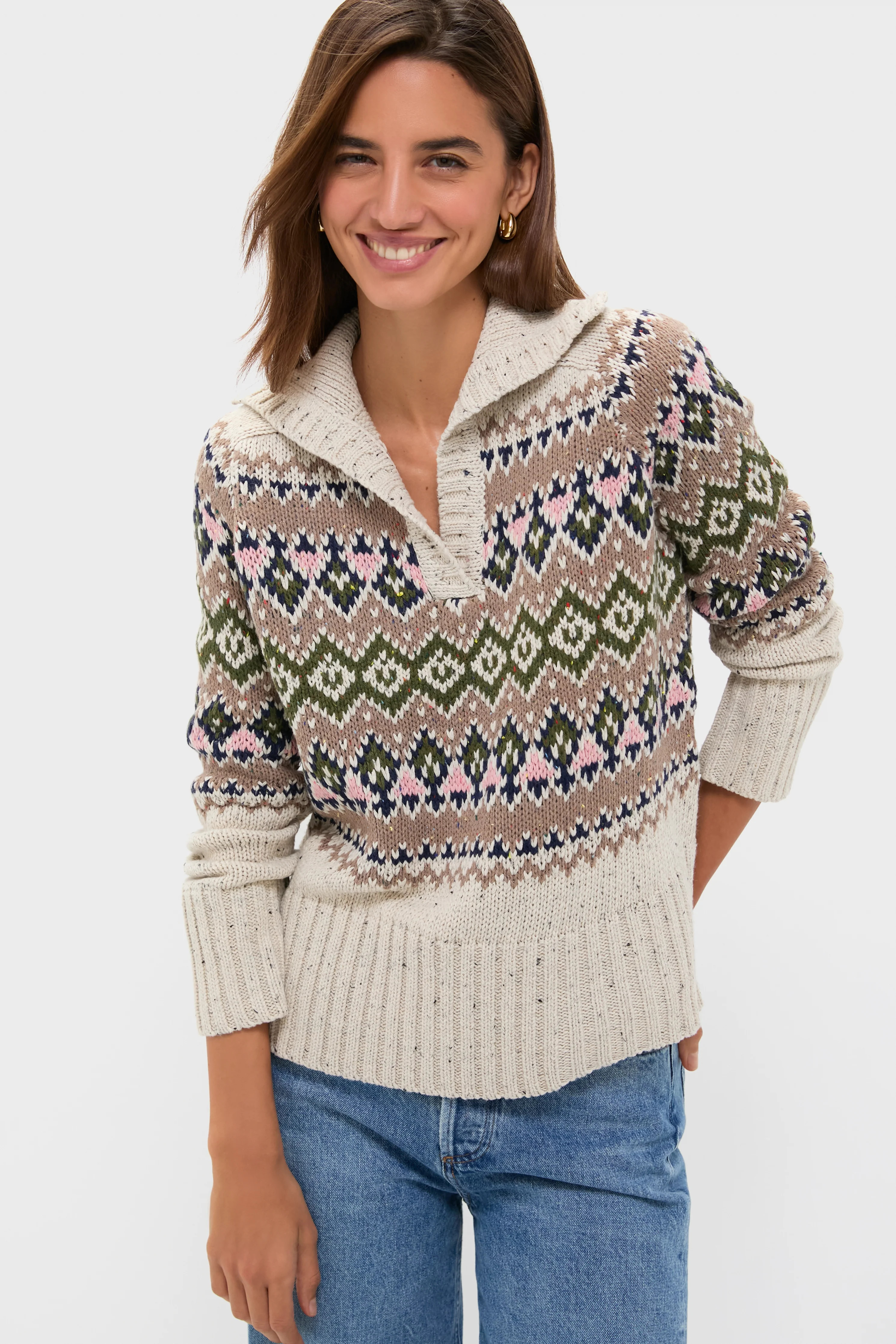 Egg Shell Fair Isle Elodie Sweater | Tuckernuck (US)