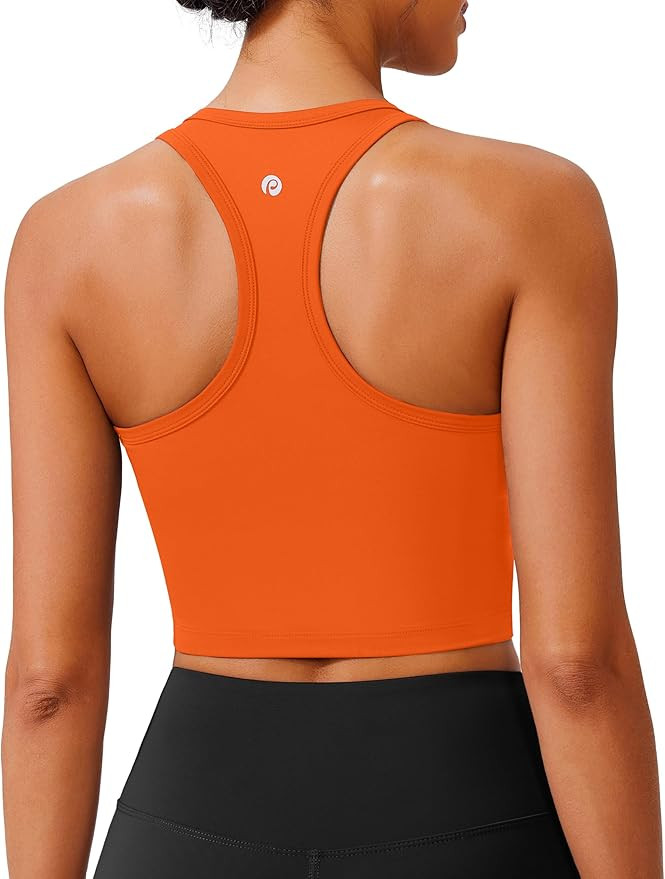 PINSPARK Sports Bra Longline Racerback Tank Tops for Women Padded Workout Yoga Top | Amazon (US)
