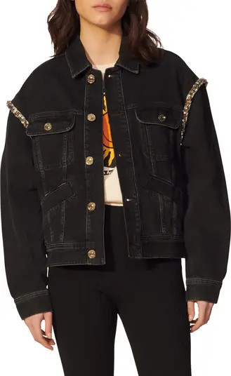 Paloma Rhinestone Seam Denim Jacket | Nordstrom