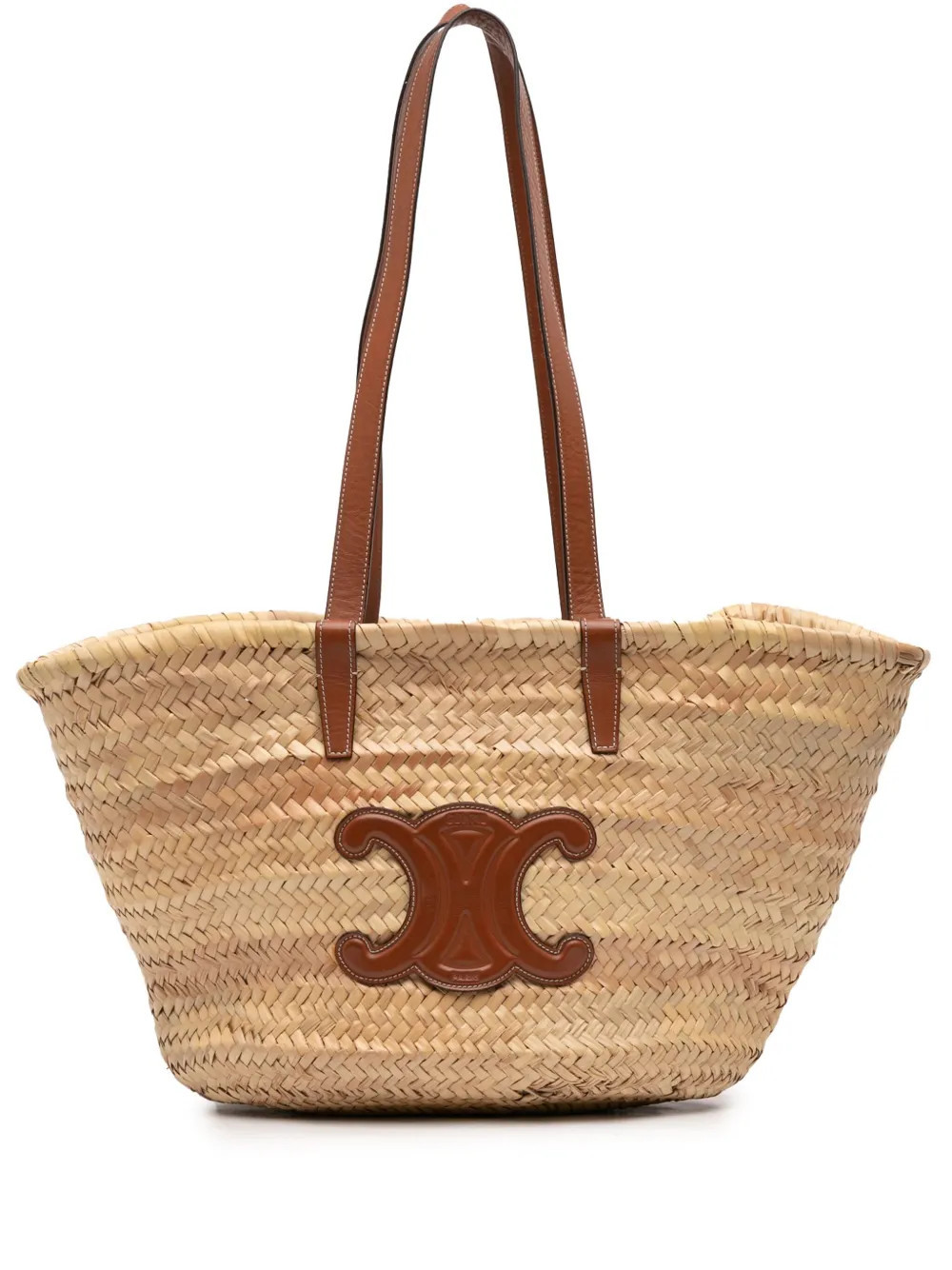Celine Pre-Owned 2019 Large Raffia Cuir Triomphe Classic Panier tote bag - Brown | Farfetch Global