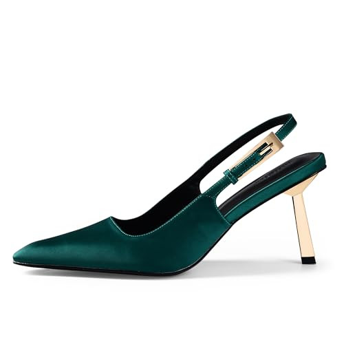 iiimmu Slingback Heels for Women 3.5 in / 4 in Kitten Heel Closed Toe Pumps Dress Shoes | Amazon (US)
